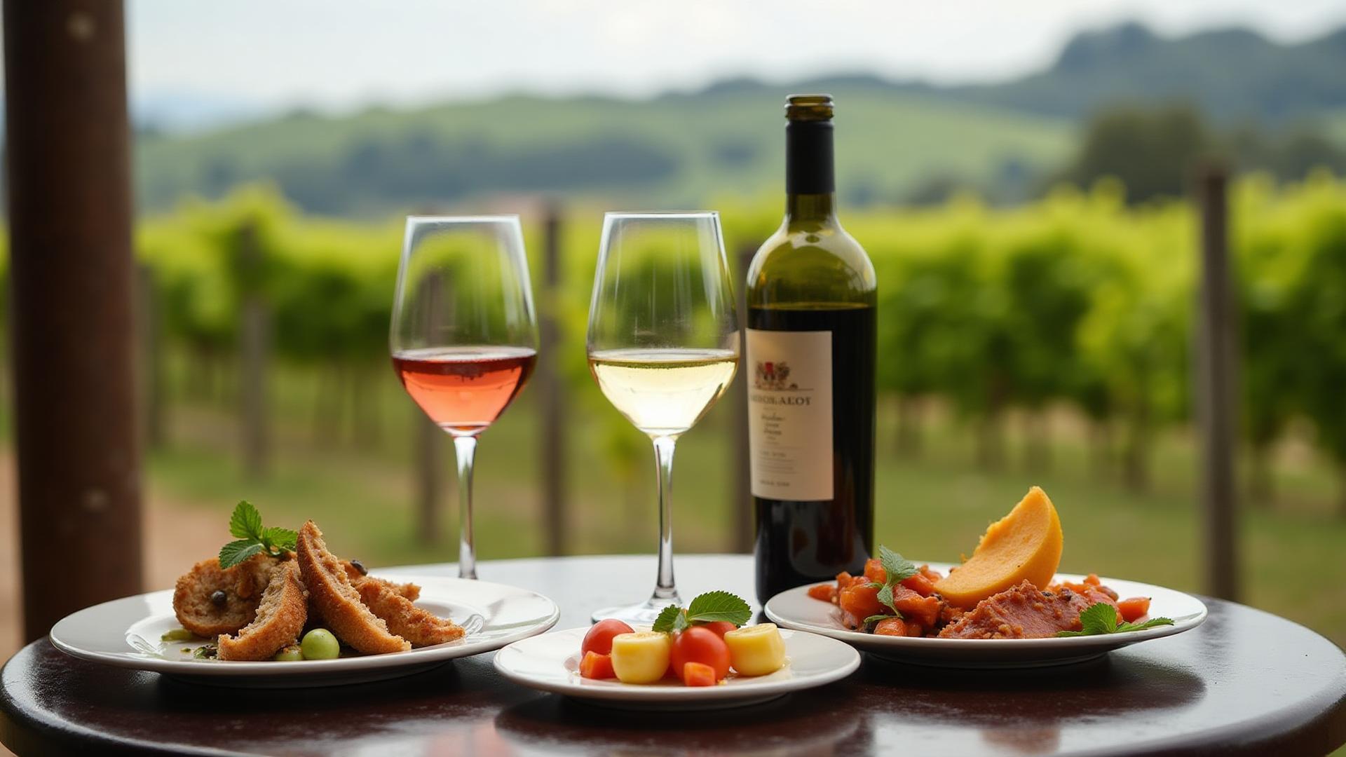 Elegant wine tasting experience at premium Napa Valley vineyard with glasses of wine and artisanal food pairings